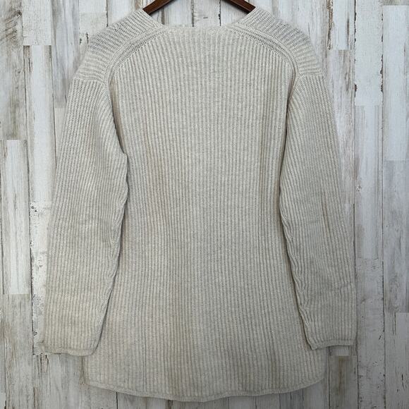 Madewell Woodside 100 Merino Wool Sweater Medium Relaxed Beige Preppy Boho EUC - Picture 2 of 8